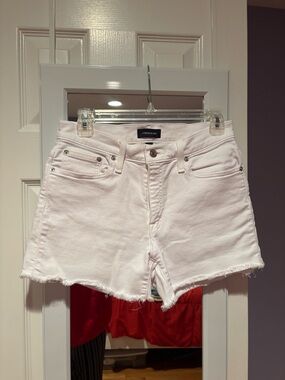 J. Crew White High-Rise Frayed-Hem Denim Shorts